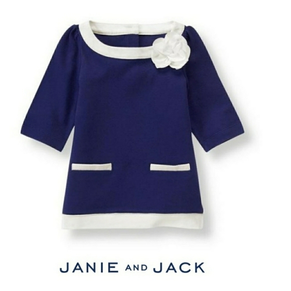 Janie and Jack Other - Janie & Jack Navy Tipped Blossom Tunic Sz 3-6M